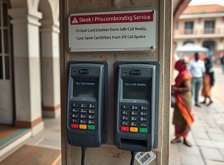After — Card reader protected and the terminal back in service.